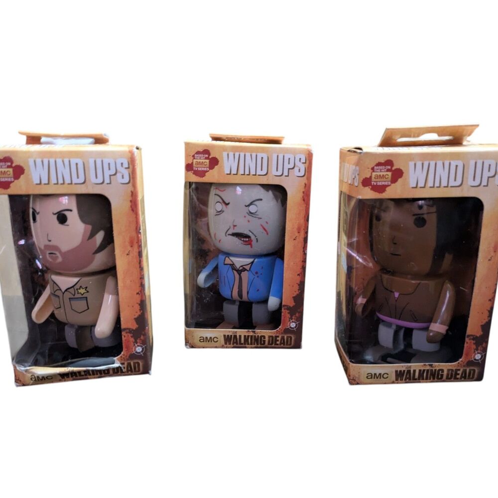 The Walking Dead AMC Wind Up Figures Lot of 3 Collectible Vinyl Toys New in Box
